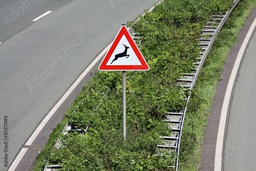 Deutsches Verkehrszeichen: Wildwechsel photo