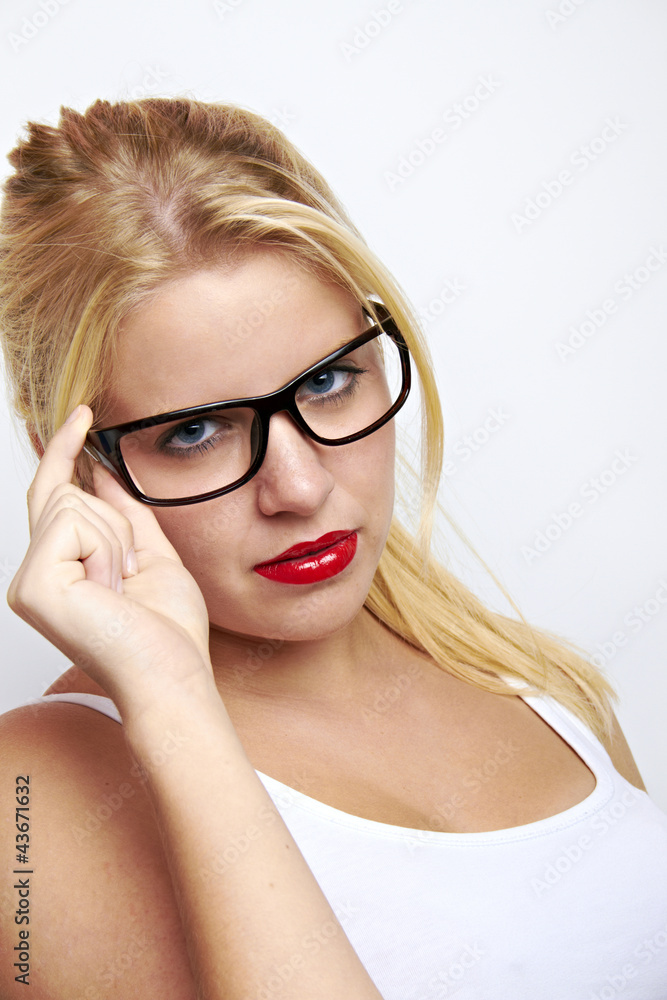 sexy business girl with large glasses