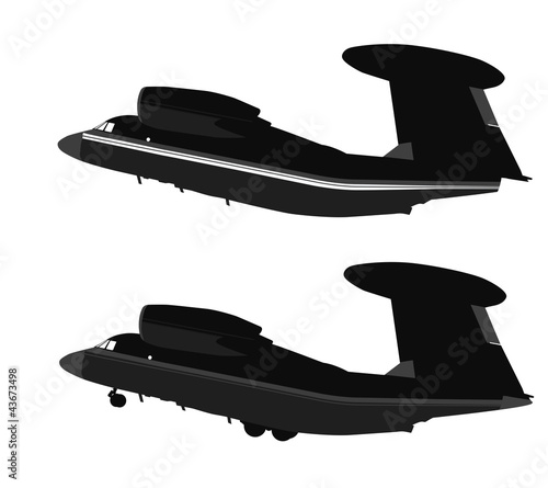 Transport aircraft vector silhouettes