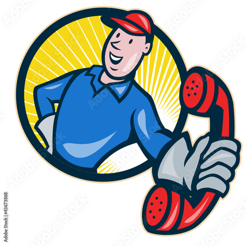 Telephone Repairman Worker Phone Half