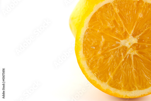 Navel seedless orange fruite isolated on white