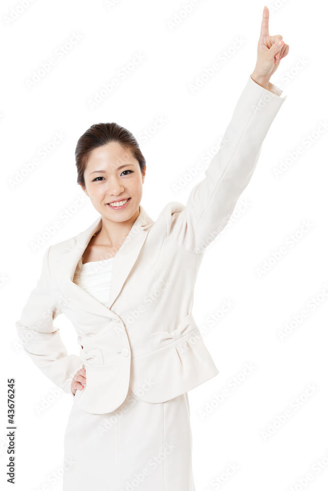 Beautiful business woman showing number one. Portrait of asian. Beautiful business woman showing number one. Portrait of asian.