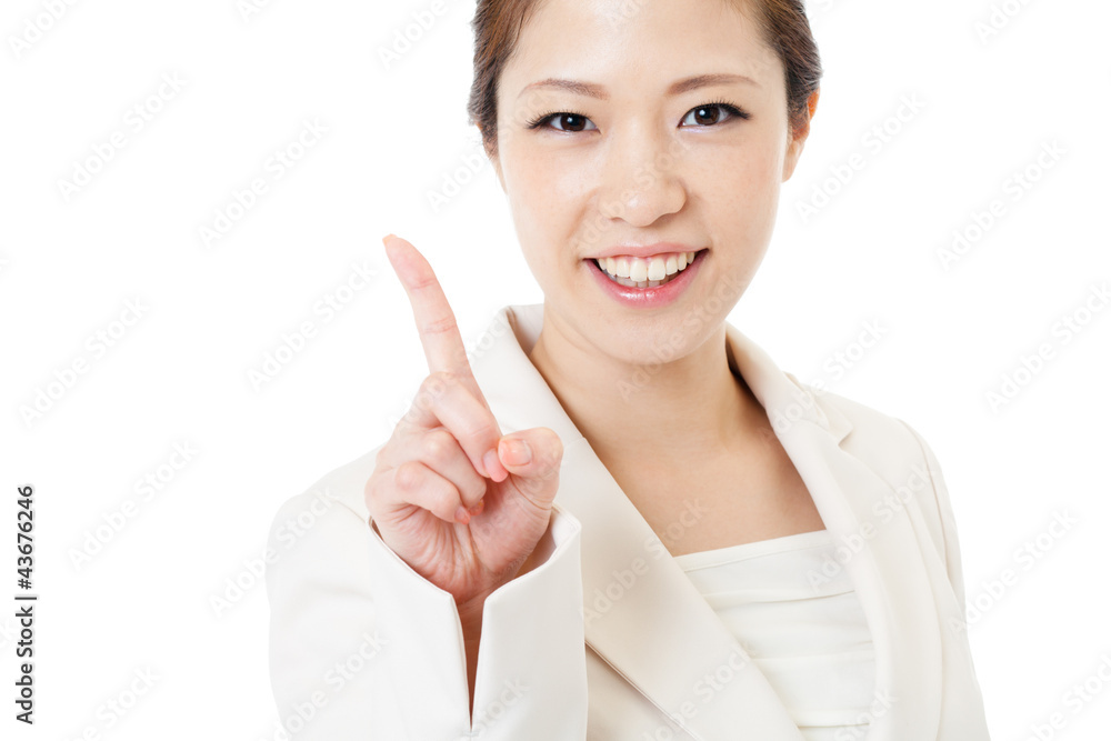 Beautiful business woman showing number one. Portrait of asian. Beautiful business woman showing number one. Portrait of asian.