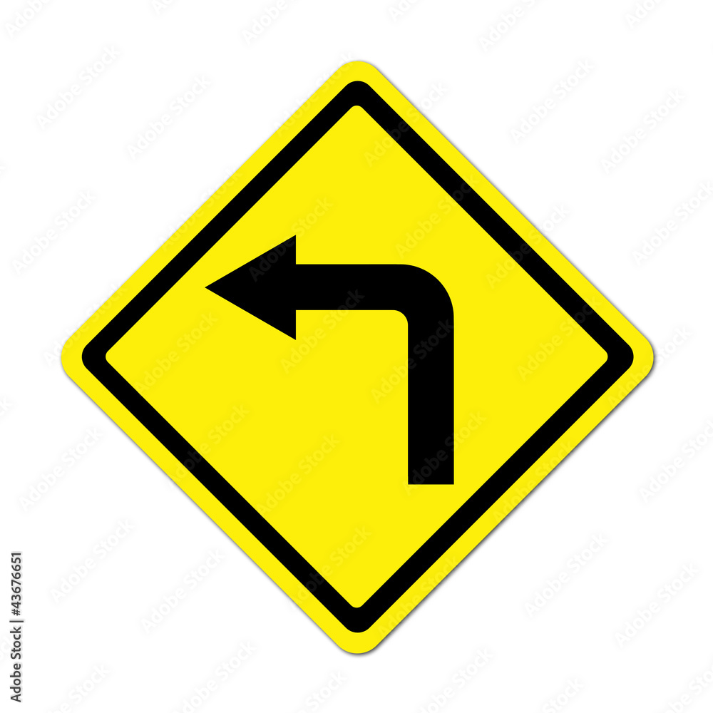 Road Sign - Left Turn Warning Road Sign - Left Turn Warning