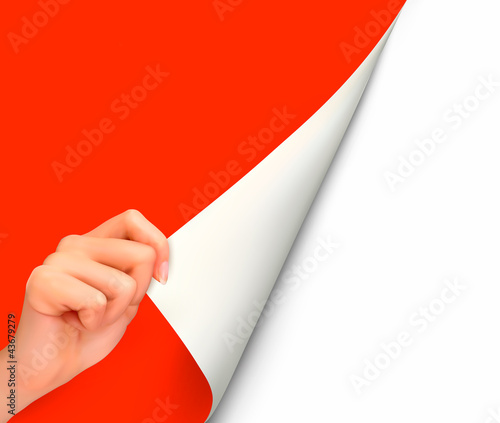Blank sheet of paper with hand  Vector