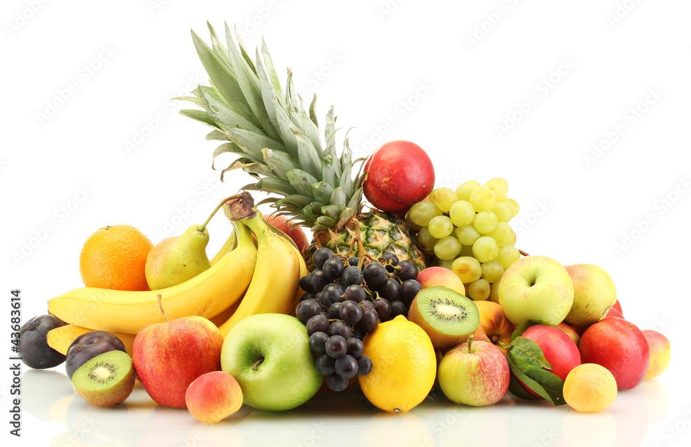 Assortment of exotic fruits isolated on white