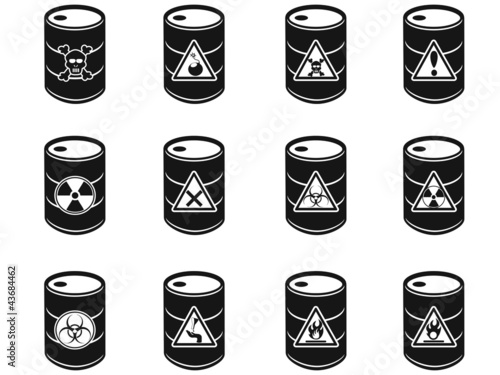 Toxic hazardous waste barrels icon