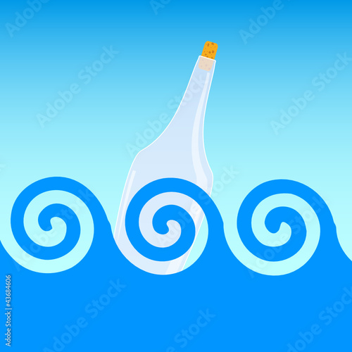 message in a bottle at sea vector illustration