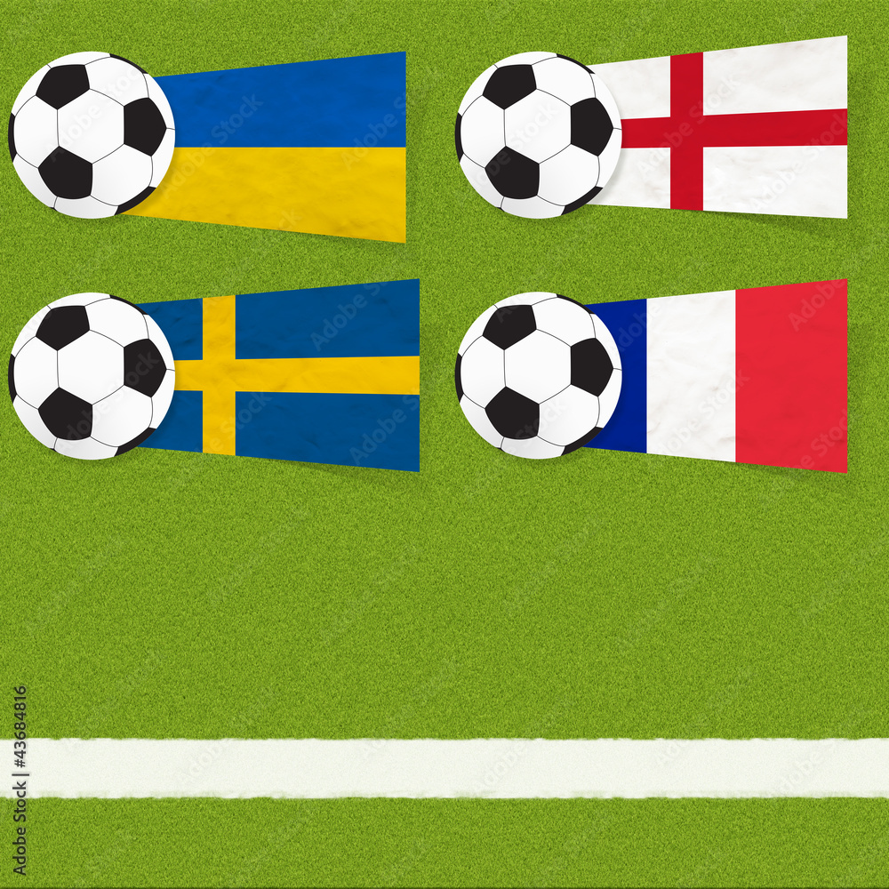 Obraz premium Plasticine flag football soccer on grass background