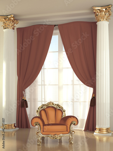 Baroque armchair in luxurious interior hall photo