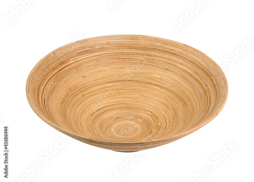 wooden bamboo bowl isolated