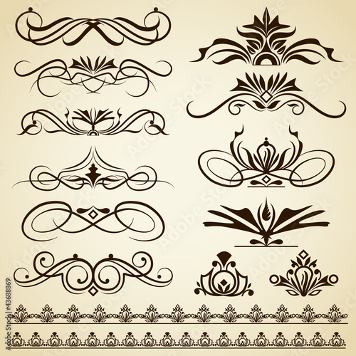 vector illustration of collection of vintage calligraphic design