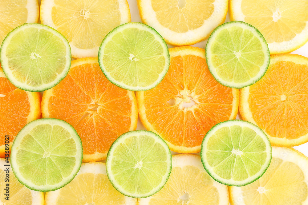 Fototapeta premium Orange lime and lemon close up