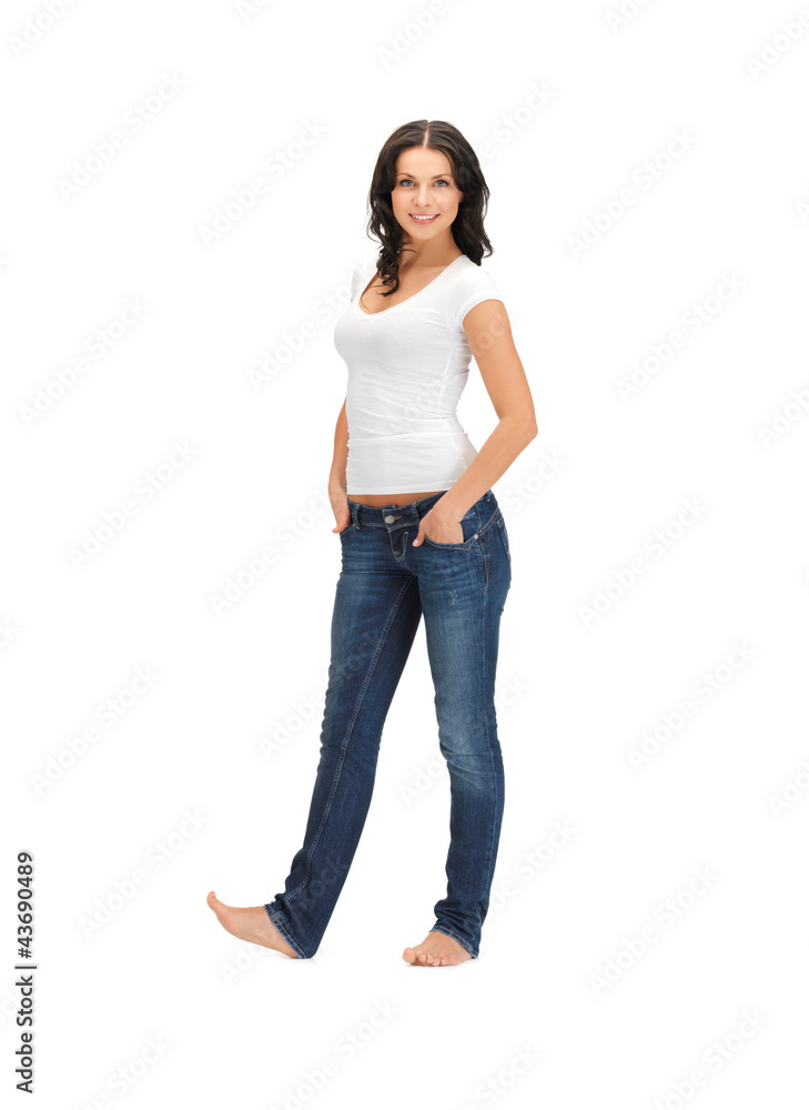 woman in blank white t-shirt woman in blank white t-shirt