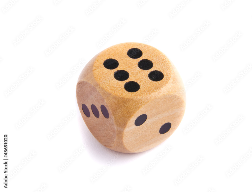 Wooden dice for board game isolated on white background Wooden dice for board game isolated on white background