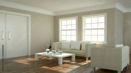 Wohndesign - Sofa vor Fenster beige 2