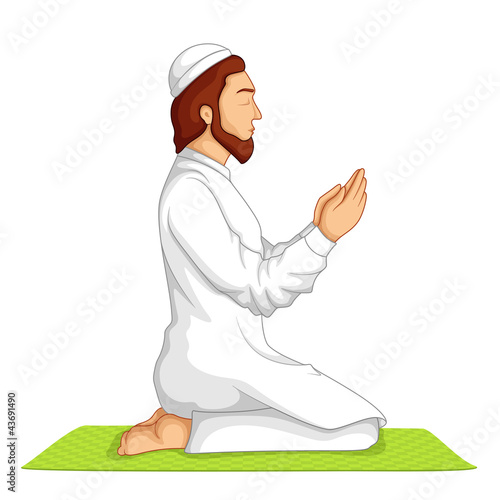 vector illustration of muslim offering namaaz on Eid