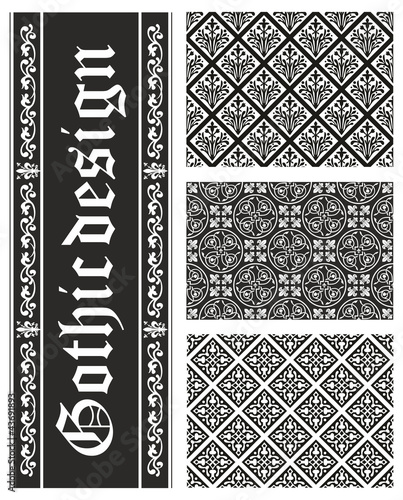 Collection of seamless gothic floral vector textures