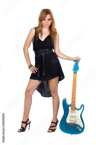 Teen rebellious girl with a electric guitar