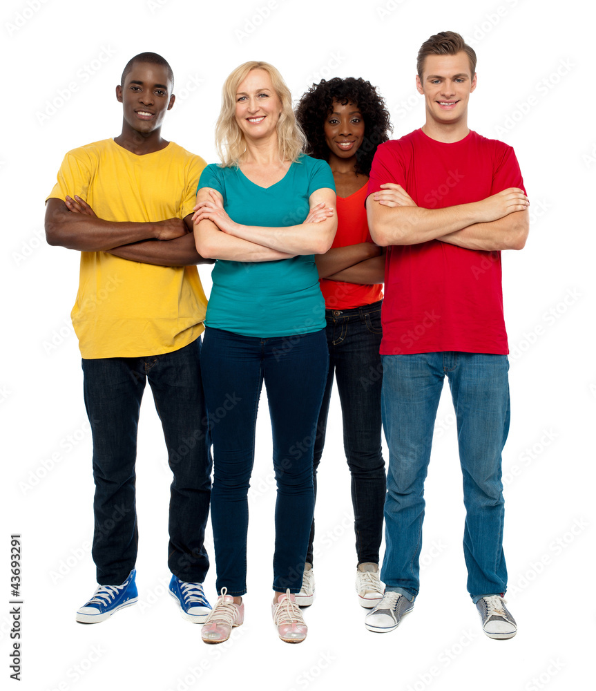 Team of young people posing in style Team of young people posing in style