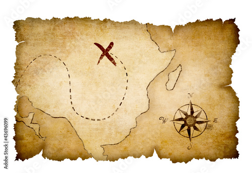 Pirates treasure map with marked location photo