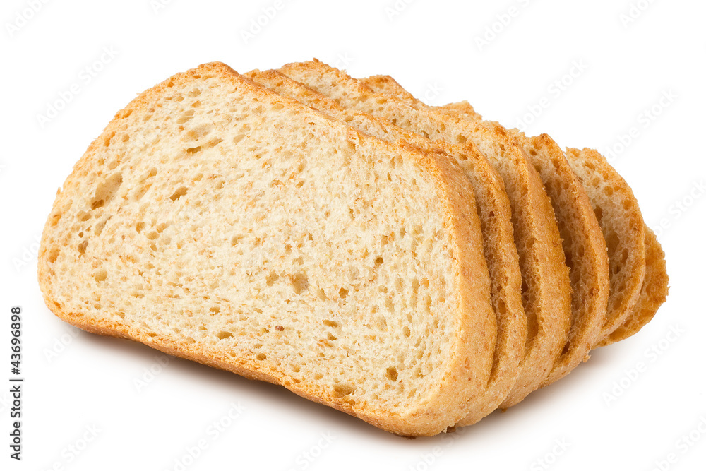 Sliced cut bread isolated on white background