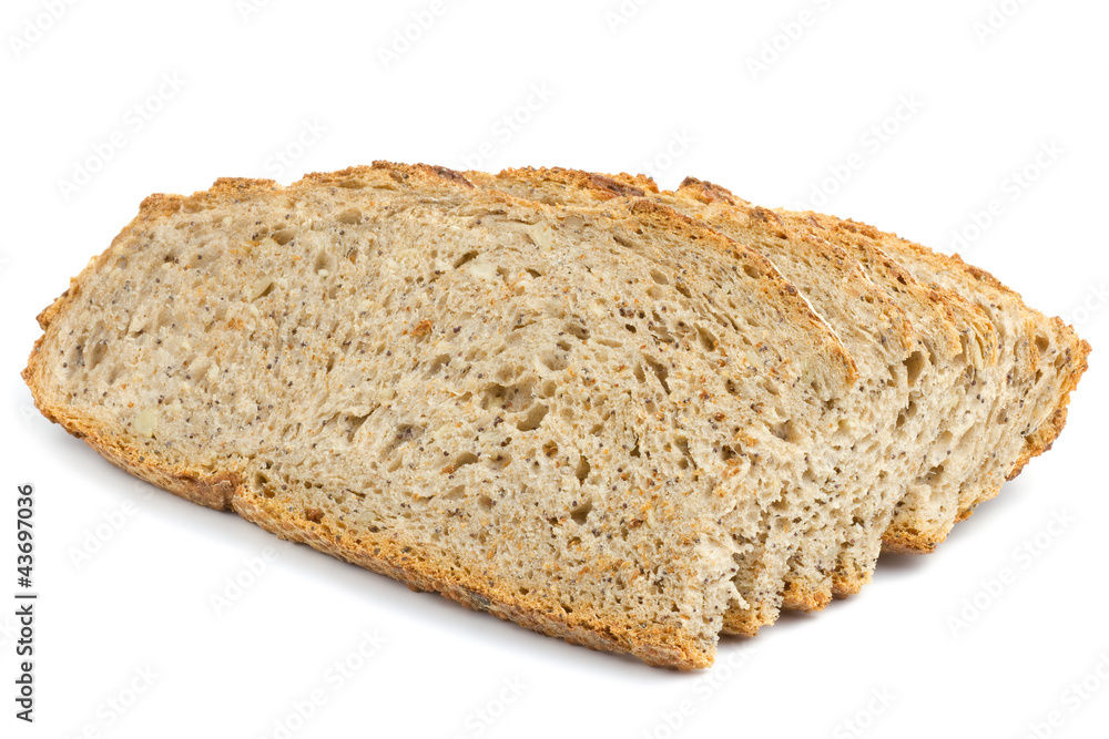 Sliced cut bread isolated on white background