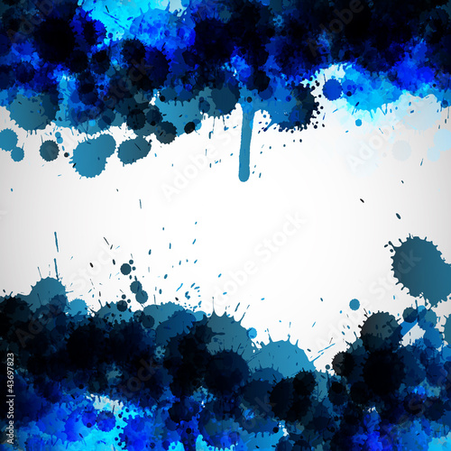 Blue ink blots vector background