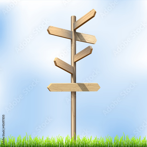 Direction road wooden signs