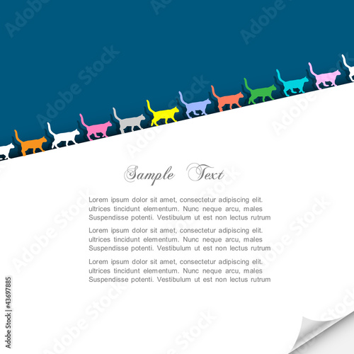 Paper background with colorful silhouettes cats