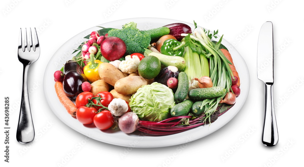 Lots of vegetables on a plate. Lots of vegetables on a plate.