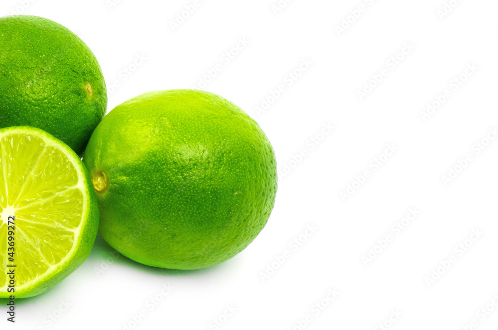 Fresh ripe lime. Isolated on white background Fresh ripe lime. Isolated on white background