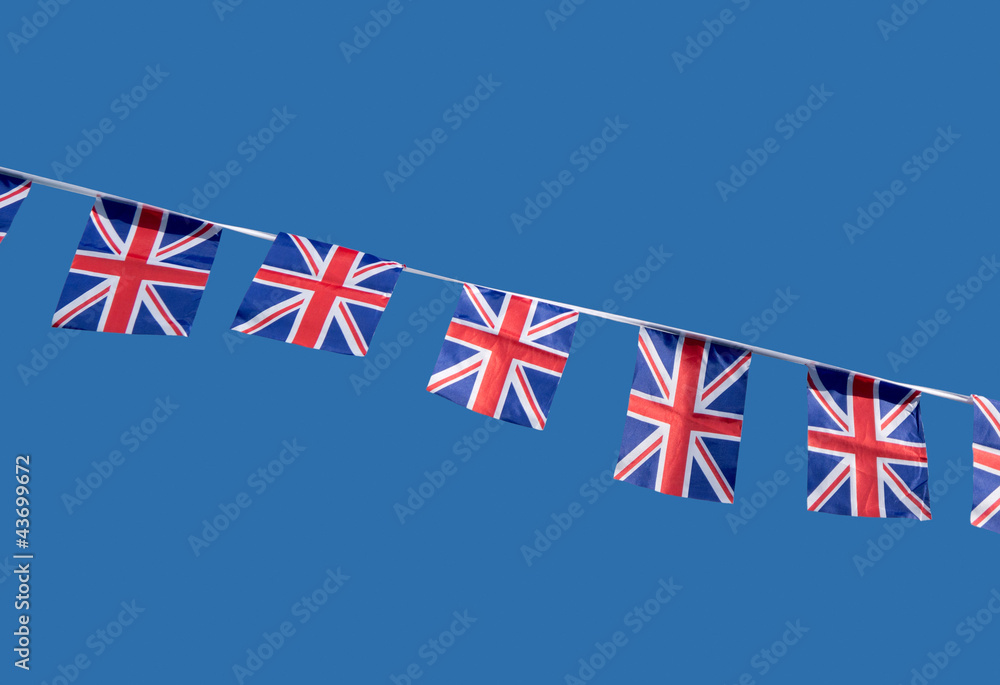 Small British Union Jack celebration flags. - obrazy, fototapety, plakaty 