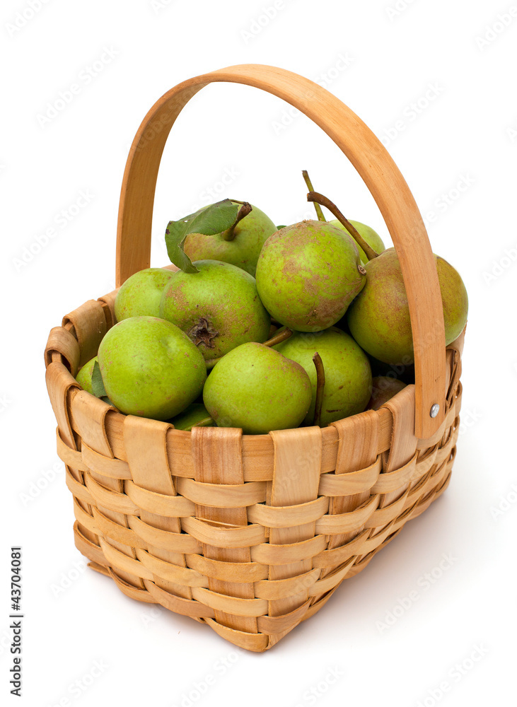 fresh pears in a basket