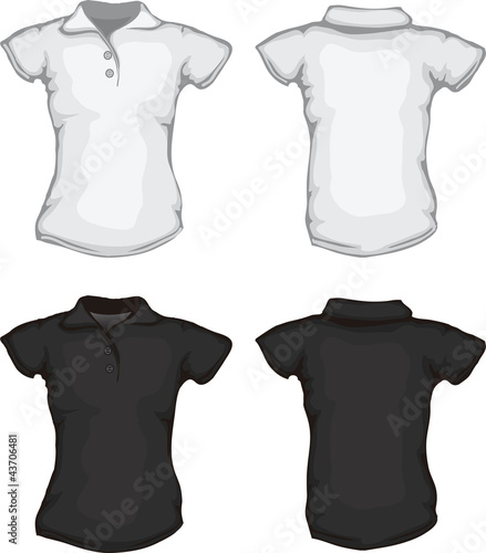 black white women's polo shirt template