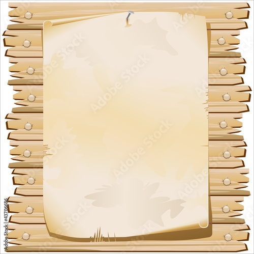 Poster su Legno-Vintage Paper on Wood Background-Vector photo
