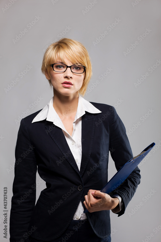 Beautiful young businesswoman with document case Beautiful young businesswoman with document case