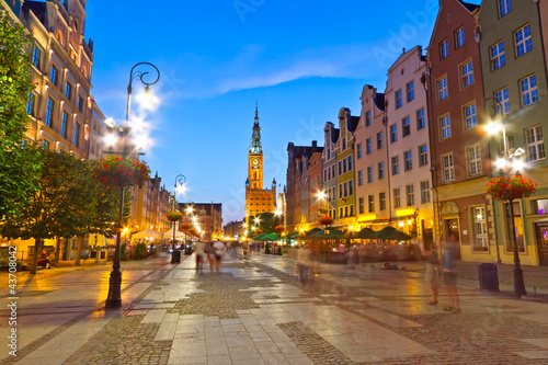 Old town of Gdansk with city hall at night, Poland #43708042