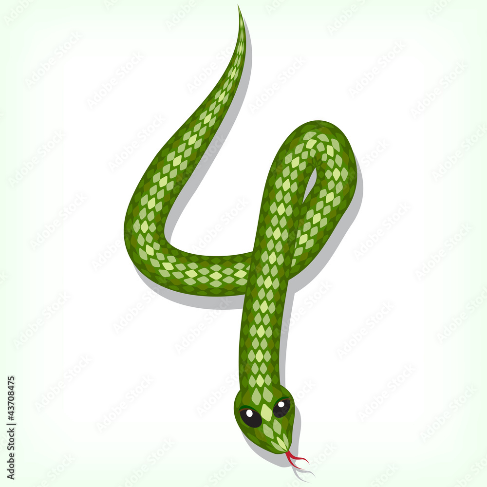 Naklejka premium Snake font. Digit 4