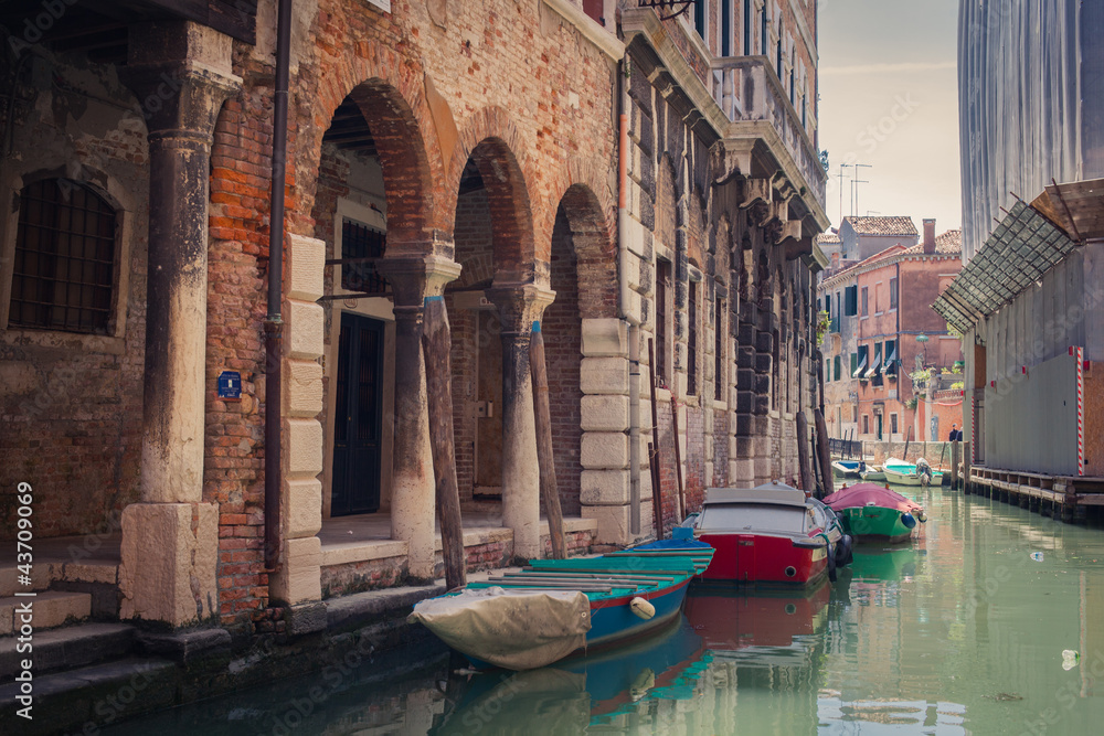 Venice canal with gondolas