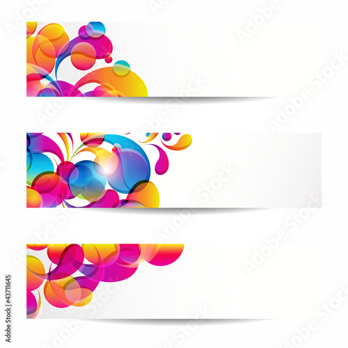 Abstract web banners with colorful arc-drop for your www design