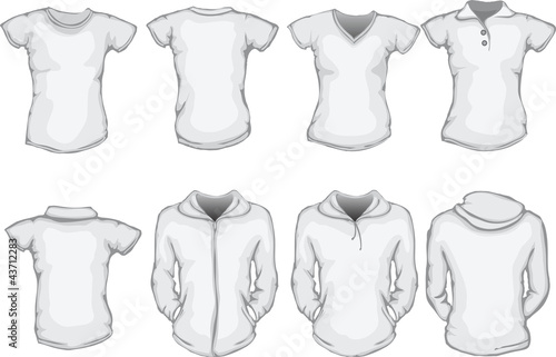 vector illustration of female blank shirts template in white