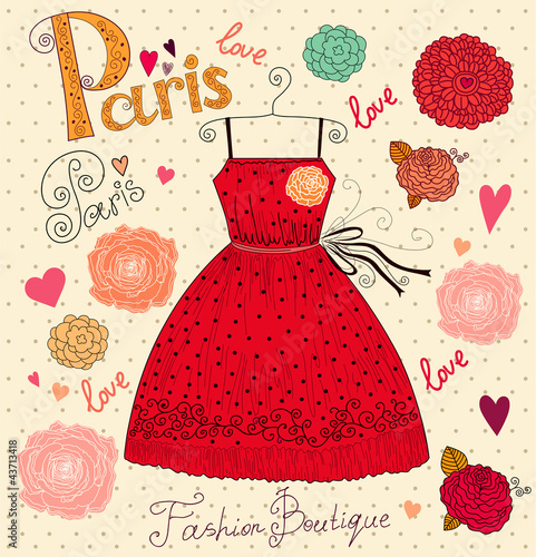 Fashion card with dress