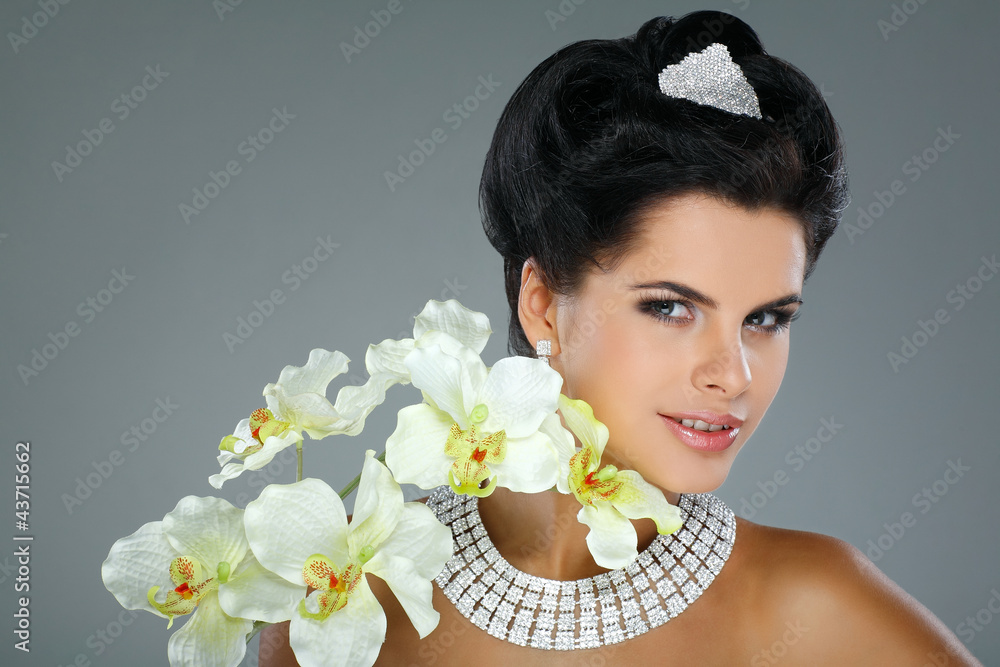 Photo of beautiful girl in weddings decorations in fashion style Photo of beautiful girl in weddings decorations in fashion style