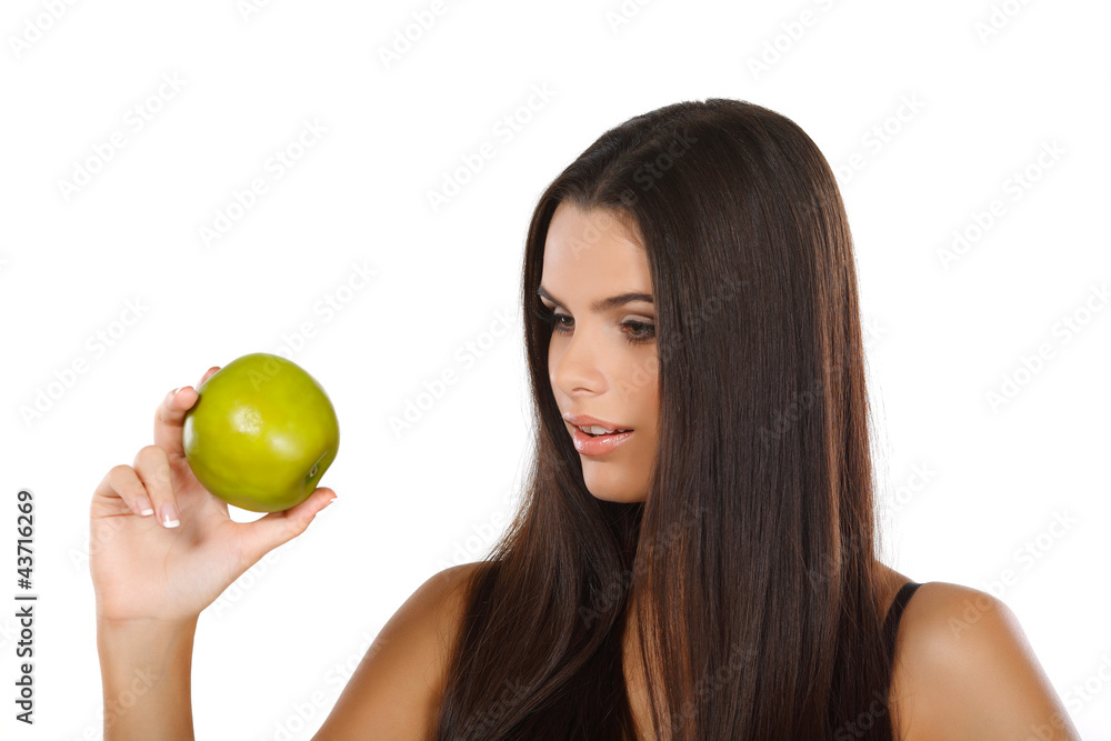 girl with a green apple, emotions girl with a green apple, emotions