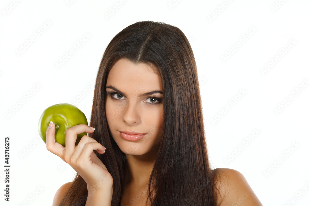 girl with a green apple, emotions girl with a green apple, emotions