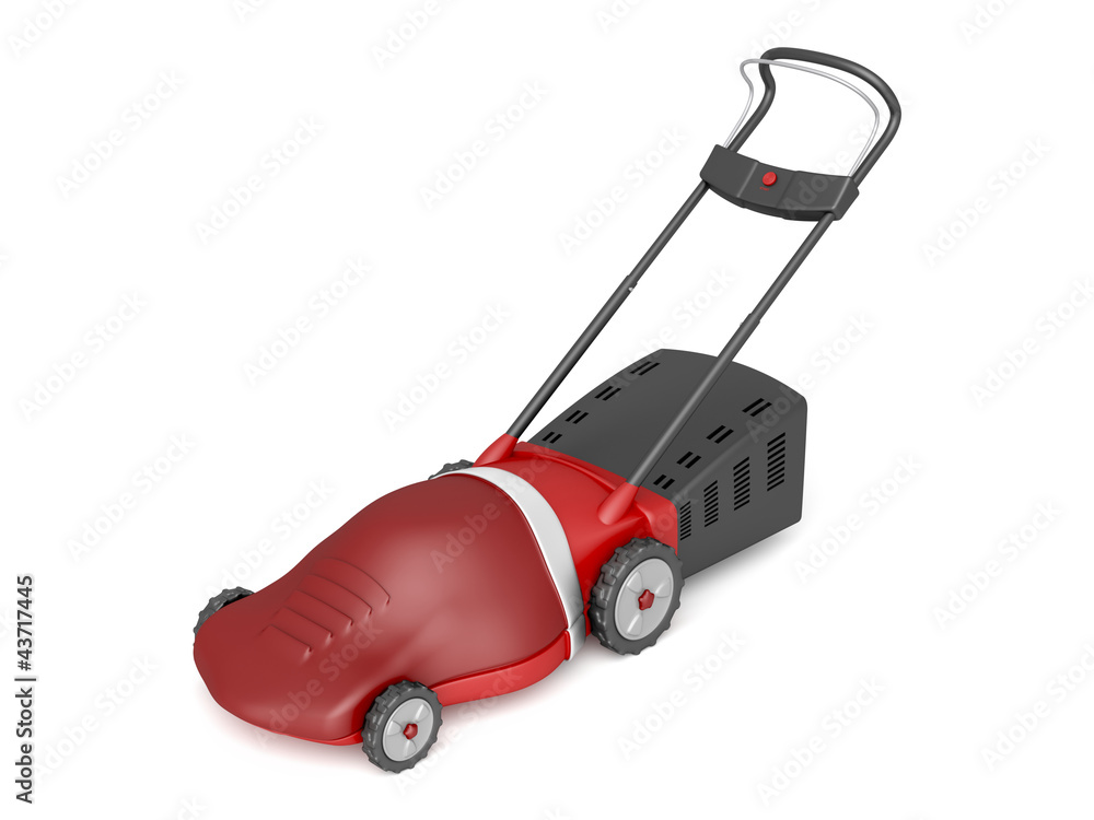 Fototapeta premium Red electric lawn mower