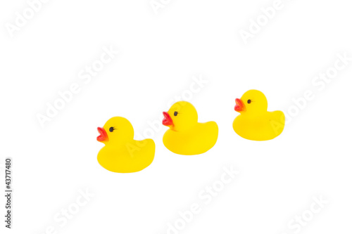 Yellow rubber duck with ducklings