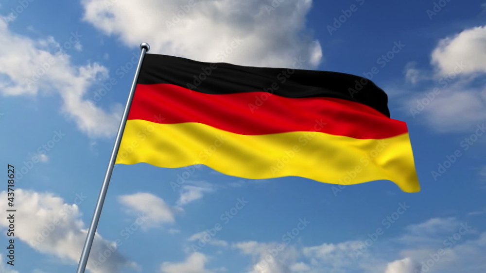 German flag waving against clouds background German flag waving against clouds background