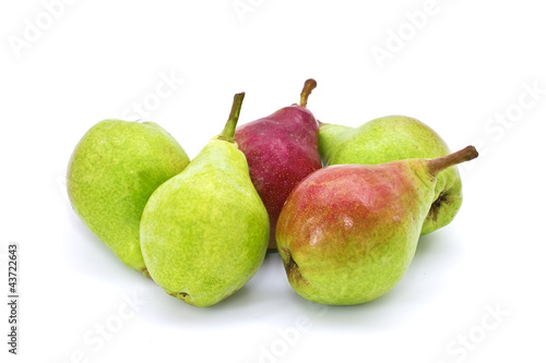 Set of fresh juicy pears on white background